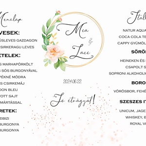 Menülap és itallap (Peach Blossom  E3) - esküvő - meghívó & kártya - meghívó - Meska.hu