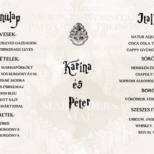 Menülap és itallap (Harry Potter  E14) - esküvő - meghívó & kártya - meghívó - Meska.hu