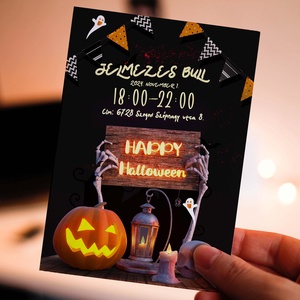 Jelmezes buli - Halloween party meghívó, Otthon & Életmód, Dekoráció, Halloween, Halloweeni meghívó, képeslap, ajándékkísérő, Papírművészet, MESKA