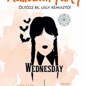 Wednesday Halloween party meghívó - Jelmezes buli - otthon & életmód - dekoráció - halloween - halloweeni meghívó, képeslap, ajándékkísérő - Meska.hu