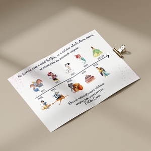 Disney mesés születésnapi képeslap borítékkal (idővonalon saját születési évszámmal) - otthon & életmód - papír, írószer - ajándékozás kellékei - képeslap, üdvözlőlap - Meska.hu