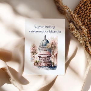 Születésnapi képeslap borítékkal - utcakép, Otthon & Életmód, Papír, írószer, Képeslap, üdvözlőlap, Ajándékozás kellékei, Fotó, grafika, rajz, illusztráció, Papírművészet, MESKA