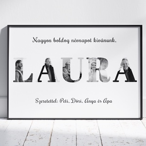 Névnapos falikép - fekete-fehér grafika,vagy színes, saját fotóval - otthon & életmód - dekoráció - kép & falikép - üvegkép - Meska.hu