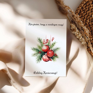 Vendégajándék - karácsonyi gömbök, Karácsony, Karácsonyi ajándékozás, Karácsonyi képeslap, üdvözlőlap, ajándékkísérő, Papírművészet, MESKA