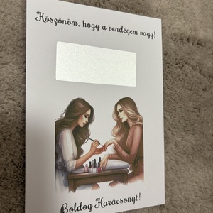 Vendégajándék - műkörmösöknek kaparós felülettel! - Saját szöveggel kérhető! - karácsony - karácsonyi ajándékozás - karácsonyi képeslap, üdvözlőlap, ajándékkísérő - Meska.hu
