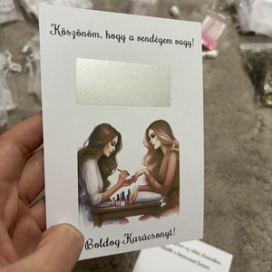 Vendégajándék - műkörmösöknek kaparós felülettel! - Saját szöveggel kérhető!, Karácsony, Karácsonyi ajándékozás, Karácsonyi képeslap, üdvözlőlap, ajándékkísérő, Papírművészet, MESKA