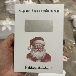Vendégajándék Mikulásra - kaparós felülettel! - Saját szöveg kérhető a kaparós felület alá!, Karácsony, Karácsonyi ajándékozás, Karácsonyi képeslap, üdvözlőlap, ajándékkísérő, Papírművészet, MESKA