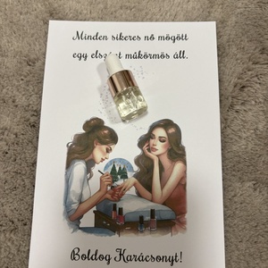 Vendégajándék - műkörmösöknek bőrápoló olajjal - karácsony - karácsonyi ajándékozás - karácsonyi képeslap, üdvözlőlap, ajándékkísérő - Meska.hu