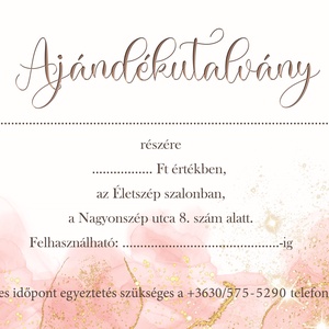 Ajándékutalvány - rose, gold - otthon & életmód - papír, írószer - egyedi szerkesztés - Meska.hu
