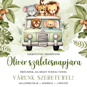 Születésnapi meghívó gyerekeknek - safari - otthon & életmód - papír, írószer - ajándékozás kellékei - meghívó - Meska.hu