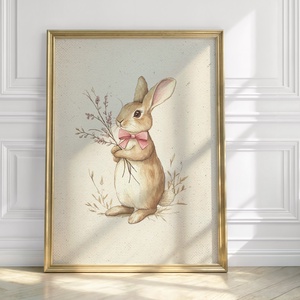 Baba/Gyermekszoba falikép - Vintage - Nyuszi lány titkai (V52b), Otthon & Életmód, Babaszoba, gyerekszoba, Babaszoba kép, Papírművészet, MESKA