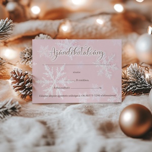 Ajándékutalvány - pastel rózsaszín hópihés, Otthon & Életmód, Papír, írószer, Egyedi szerkesztés, Papírművészet, MESKA