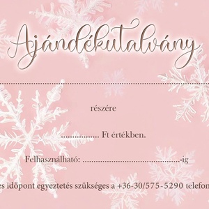 Ajándékutalvány - pastel rózsaszín hópihés - otthon & életmód - papír, írószer - egyedi szerkesztés - Meska.hu