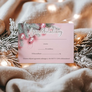 Ajándékutalvány - babarózsaszín faágas, Otthon & Életmód, Papír, írószer, Egyedi szerkesztés, Papírművészet, MESKA