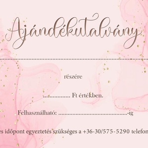 Ajándékutalvány - babarózsaszín-arany márvány - otthon & életmód - papír, írószer - egyedi szerkesztés - Meska.hu