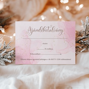 Ajándékutalvány - babarózsaszín-arany márvány, Otthon & Életmód, Papír, írószer, Egyedi szerkesztés, Papírművészet, MESKA