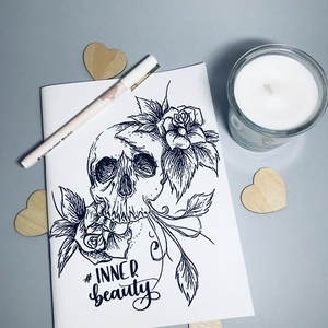 'Inner Beauty' - sima A5 füzet, Otthon & Életmód, Papír, írószer, Jegyzetfüzet & Napló, Fotó, grafika, rajz, illusztráció, Papírművészet, MESKA