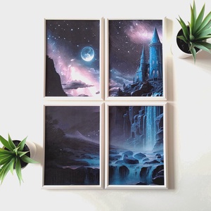 'Midnight Castle' négy részes fali kép , Otthon & Életmód, Dekoráció, Kép & Falikép, Több részes kép, Fotó, grafika, rajz, illusztráció, MESKA