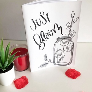 'Just Bloom' - egyedi borítós A5 füzet, Otthon & Életmód, Papír, írószer, Jegyzetfüzet & Napló, Fotó, grafika, rajz, illusztráció, Papírművészet, MESKA