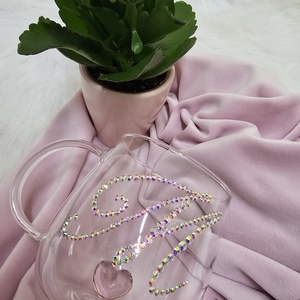 Strasszköves egyedi üvegbögre - Meska.hu