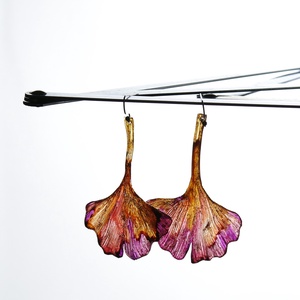 Ginkgo fülbevaló - fenntartható ékszer - ékszer - fülbevaló - lógó fülbevaló - Meska.hu