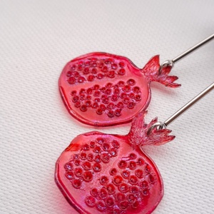 Gránátalma fülbevaló - fenntartható ékszer, kicsi - ékszer - fülbevaló - lógó fülbevaló - Meska.hu