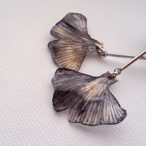 Ginkgo fülbevaló - fenntartható ékszer - ékszer - fülbevaló - lógó fülbevaló - Meska.hu