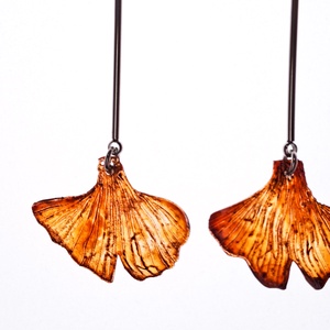 Ginkgo fülbevaló - fenntartható ékszer - ékszer - fülbevaló - lógó fülbevaló - Meska.hu