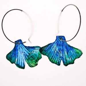 Ginkgo fülbevaló - fenntartható ékszer - ékszer - fülbevaló - lógó fülbevaló - Meska.hu