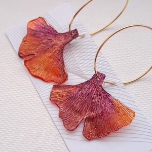Ginkgo fülbevaló - fenntartható ékszer - ékszer - fülbevaló - lógó fülbevaló - Meska.hu