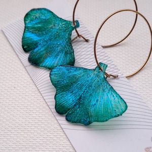 Ginkgo fülbevaló - fenntartható ékszer - ékszer - fülbevaló - lógó fülbevaló - Meska.hu