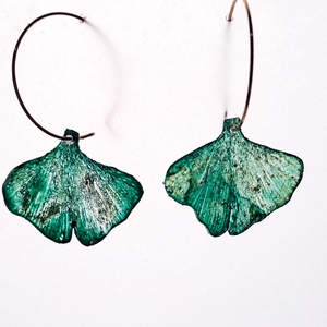 Ginkgo fülbevaló - fenntartható ékszer - ékszer - fülbevaló - lógó fülbevaló - Meska.hu