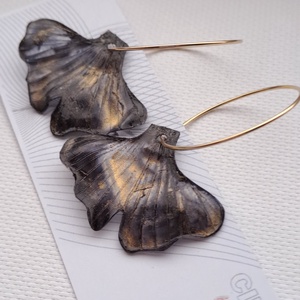 Ginkgo fülbevaló - fenntartható ékszer - ékszer - fülbevaló - lógó fülbevaló - Meska.hu