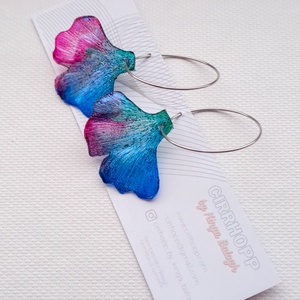 Ginkgo fülbevaló - fenntartható ékszer - ékszer - fülbevaló - lógó fülbevaló - Meska.hu