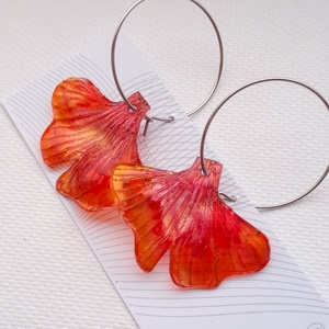 Ginkgo fülbevaló - fenntartható ékszer - ékszer - fülbevaló - lógó fülbevaló - Meska.hu