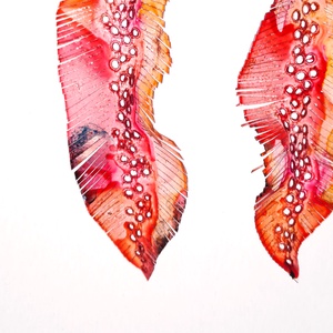 Tollafülbe fülbevaló, madártoll - fenntartható ékszer - ékszer - fülbevaló - lógó fülbevaló - Meska.hu