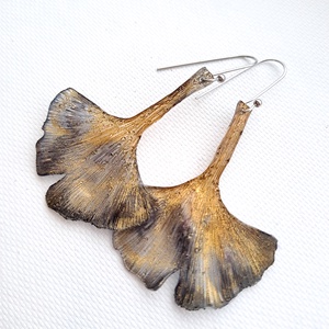 Ginkgo fülbevaló - fenntartható ékszer - ékszer - fülbevaló - lógó fülbevaló - Meska.hu