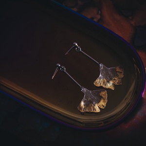 Ginkgo fülbevaló - fenntartható ékszer - ékszer - fülbevaló - lógó fülbevaló - Meska.hu