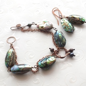 A tenger kincsei... abalone / paua kagyló karkötő és fülbevaló szett -  - Meska.hu