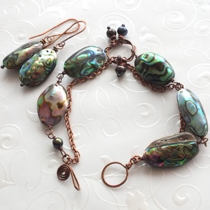 A tenger kincsei... abalone / paua kagyló karkötő és fülbevaló szett -  - Meska.hu