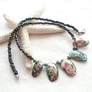 Paua kagyló - keshi gyöngy nyaklánc -  - Meska.hu