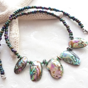 Paua kagyló - keshi gyöngy nyaklánc -  - Meska.hu