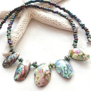 Paua kagyló - keshi gyöngy nyaklánc -  - Meska.hu