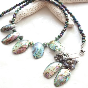 Paua kagyló - keshi gyöngy nyaklánc -  - Meska.hu