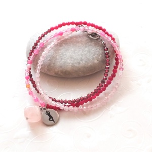 Pink ombre acél nyaklánc vagy 3 soros karkötő  - ékszer - nyaklánc - gyöngyös nyaklánc - Meska.hu