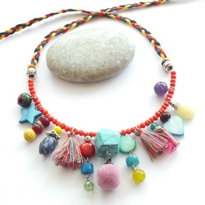 Hippi nyaklánc... ásványgyöngyökkel - ékszer - nyaklánc - medálos nyaklánc - Meska.hu