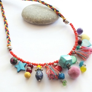 Hippi nyaklánc... ásványgyöngyökkel - ékszer - nyaklánc - medálos nyaklánc - Meska.hu
