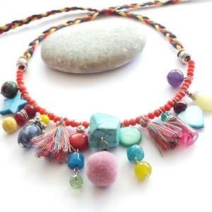 Hippi nyaklánc... ásványgyöngyökkel - ékszer - nyaklánc - medálos nyaklánc - Meska.hu