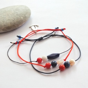 Matróz stílus... ásványos zsinóros - csúszócsomós karkötők - ékszer - karkötő - charm karkötő - Meska.hu