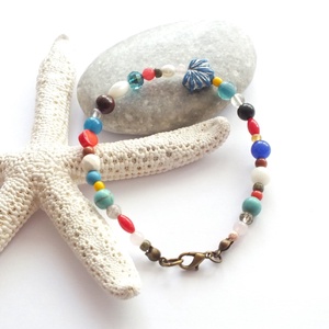 Kék levél karkötő ásványkövekkel - ékszer - karkötő - gyöngyös karkötő - Meska.hu